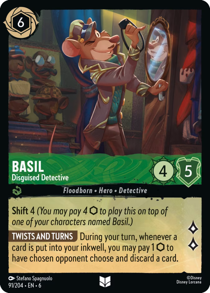 Basil - Disguised Detective Lorcana card (91/204, Azurite Sea)