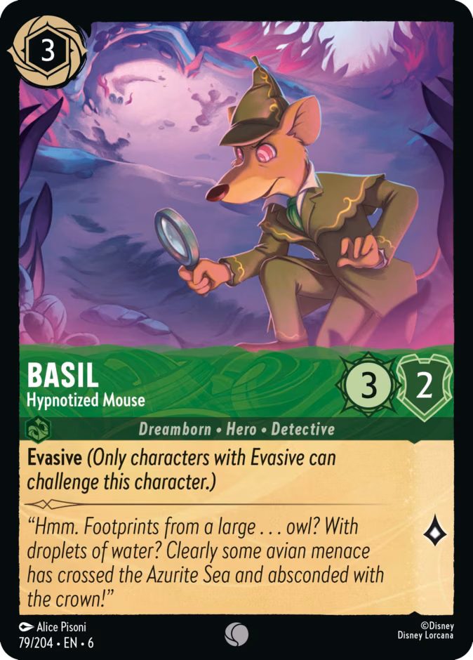 Basil - Hypnotized Mouse Lorcana card (79/204, Azurite Sea)