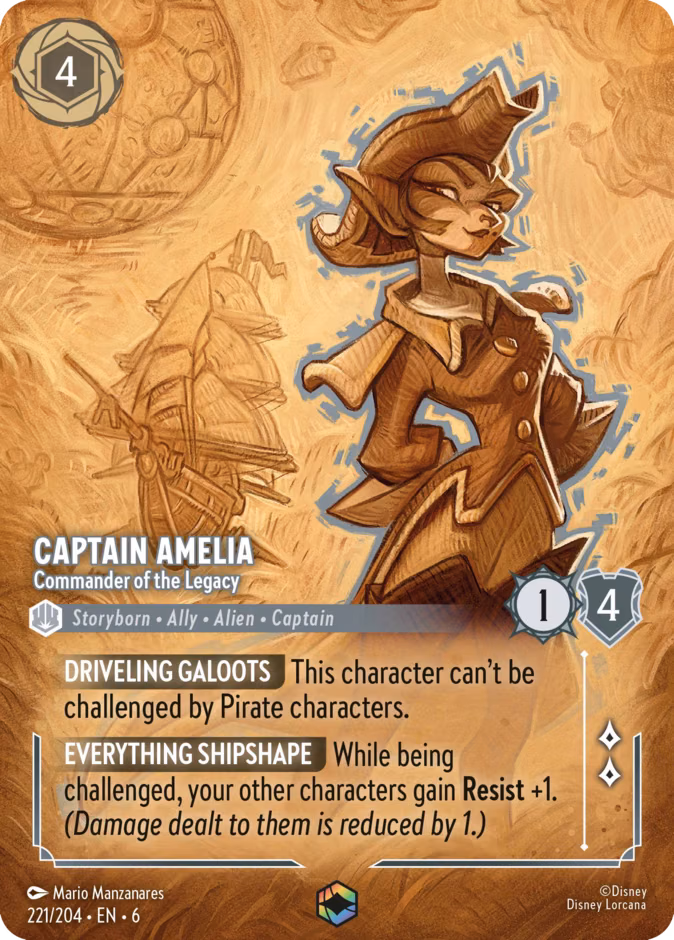 Captain Amelia - Commander of the Legacy Lorcana card (221/204, Azurite Sea)