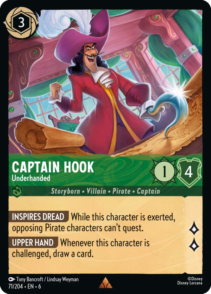 Captain Hook - Underhanded Lorcana card (71/204, Azurite Sea)