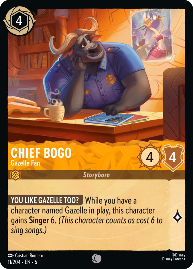 Chief Bogo - Gazelle Fan Lorcana card (11/204, Azurite Sea)