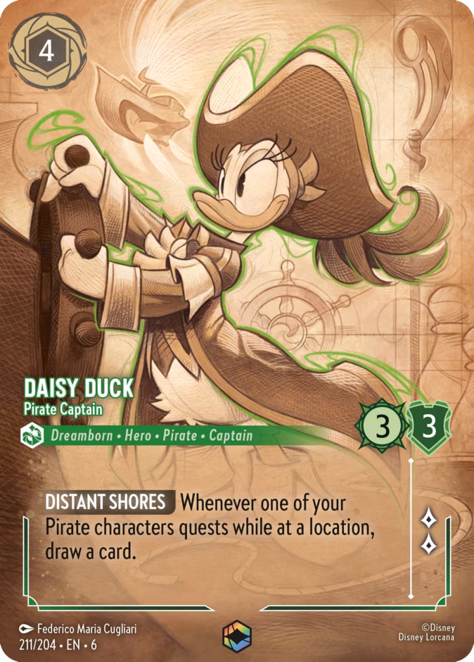 Daisy Duck - Pirate Captain Lorcana card (211/204)