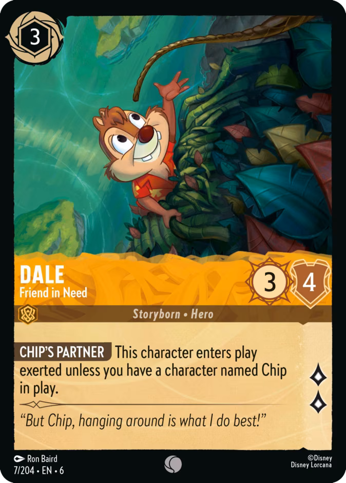 Dale - Friend in Need Lorcana card (7/204, Azurite Sea)