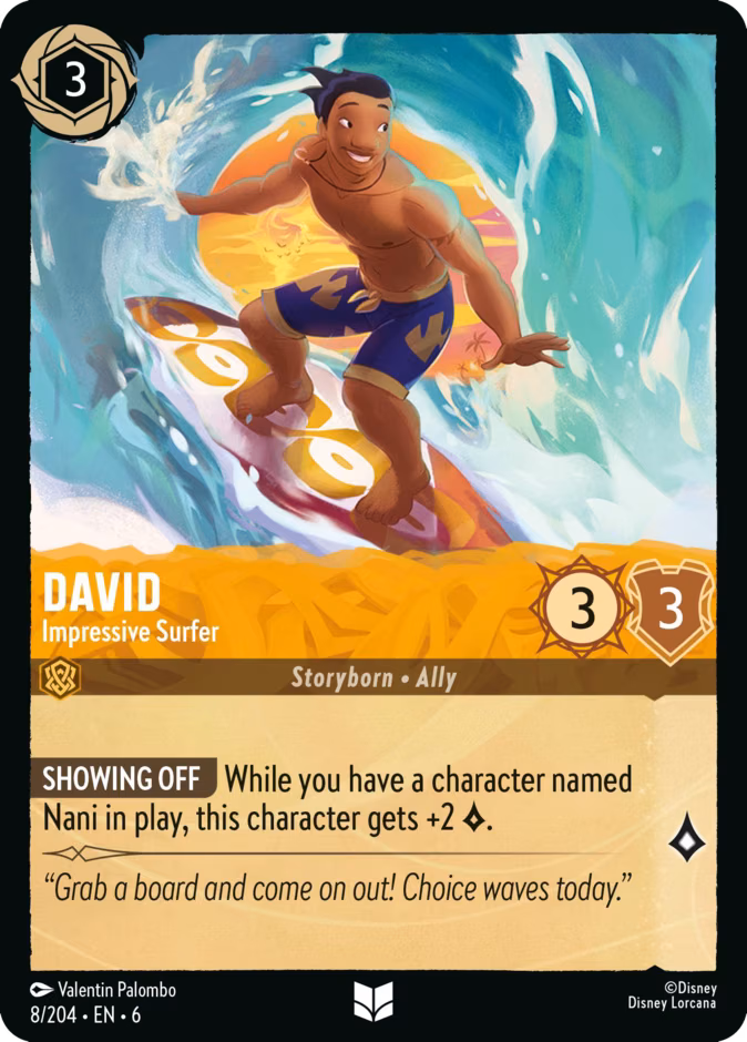 David - Impressive Surfer Lorcana card (8/204, Azurite Sea)
