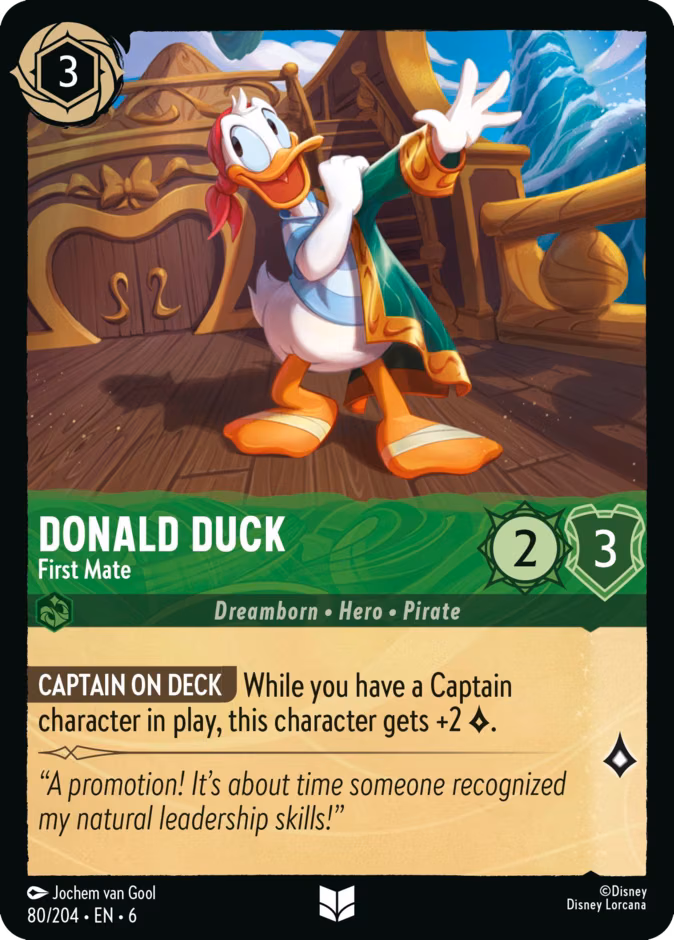 Donald Duck - First Mate Lorcana card (80/204, Azurite Sea)