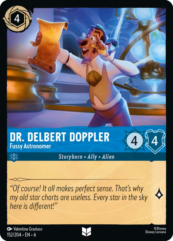 Dr. Delbert Doppler - Fussy Astronomer Lorcana card (152/204, Azurite Sea)