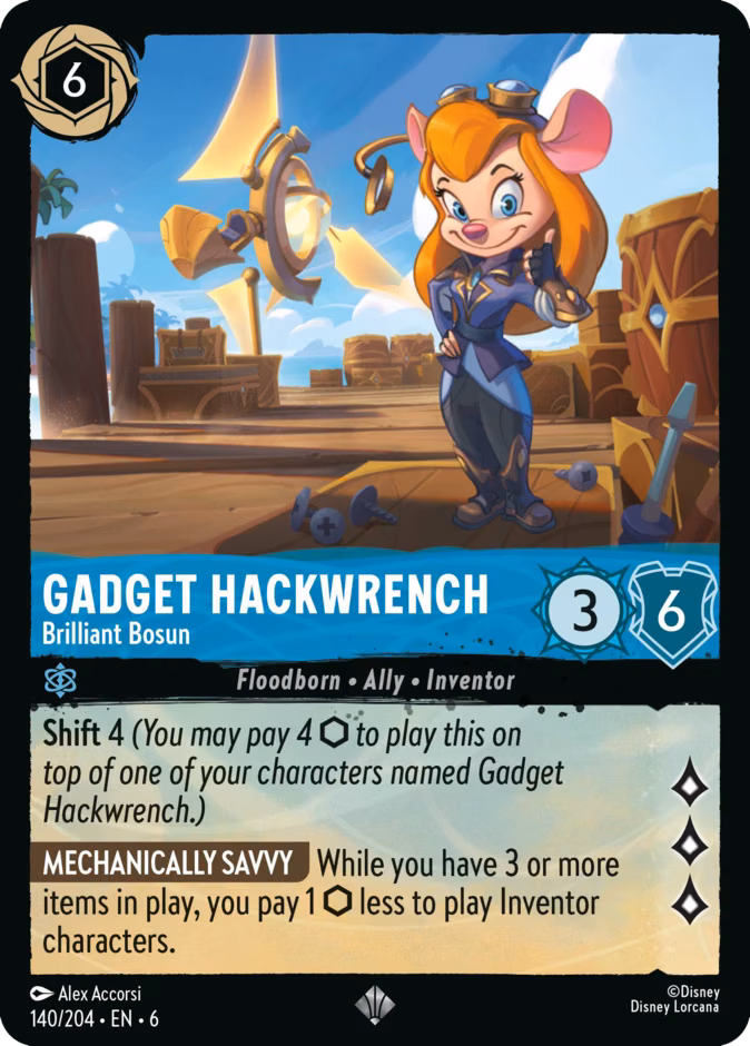 Gadget Hackwrench - Brilliant Bosun Lorcana card (140/204, Azurite Sea)