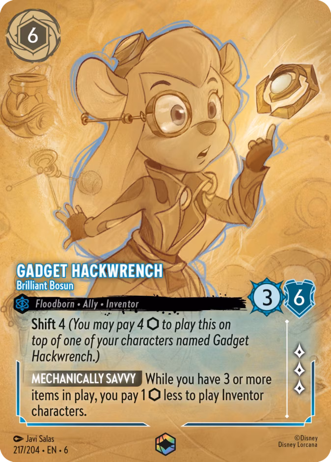 Gadget Hackwrench - Brilliant Bosun Lorcana card (217/204, Azurite Sea)