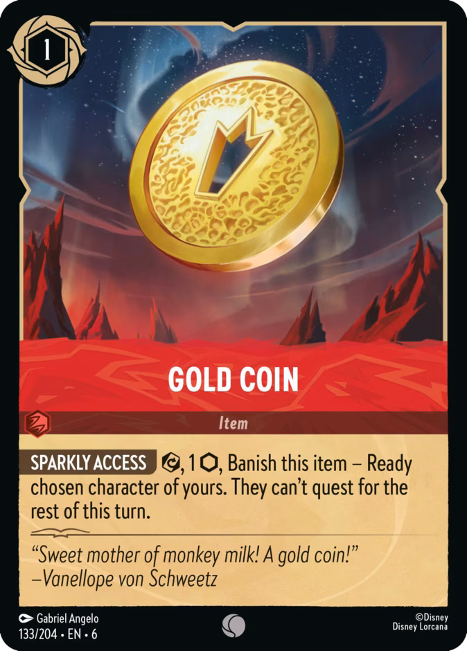Gold Coin Lorcana card (133/204, Azurite Sea)