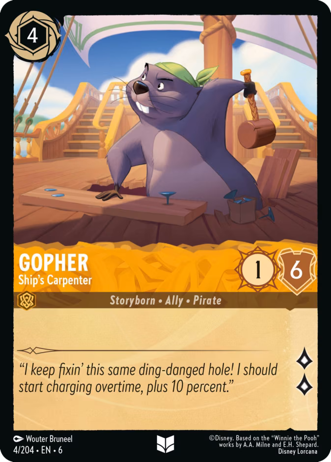 Gopher - Ship's Carpenter Lorcana card (4/204, Azurite Sea)