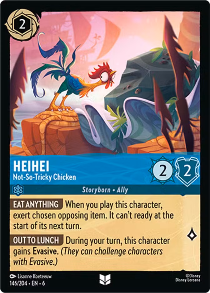 Heihei - Not-So-Tricky Chicken Lorcana card (146/204, Azurite Sea)