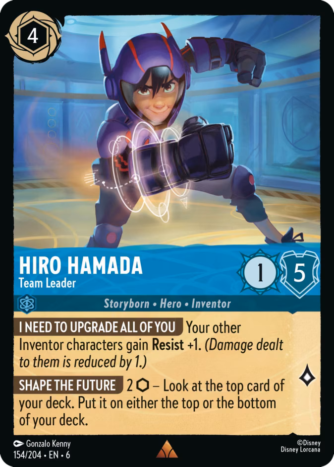 Hiro Hamada - Team Leader Lorcana card (154/204, Azurite Sea)