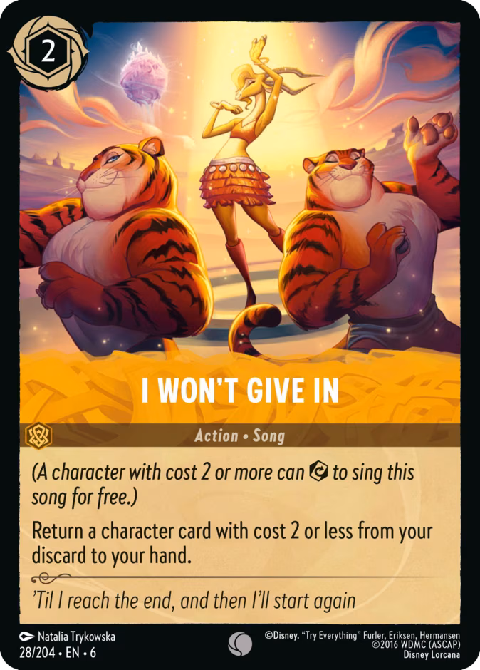 I Won't Give In Lorcana card (28/204, Azurite Sea)