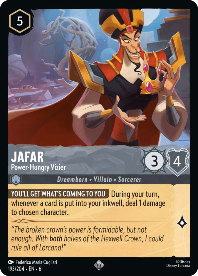 Jafar - Power-Hungry Vizier Lorcana card (193/204, Azurite Sea)