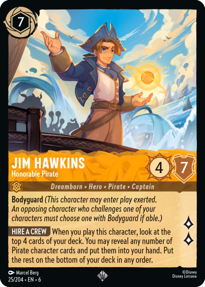 Jim Hawkins - Honorable Pirate Lorcana card (25/204, Azurite Sea)