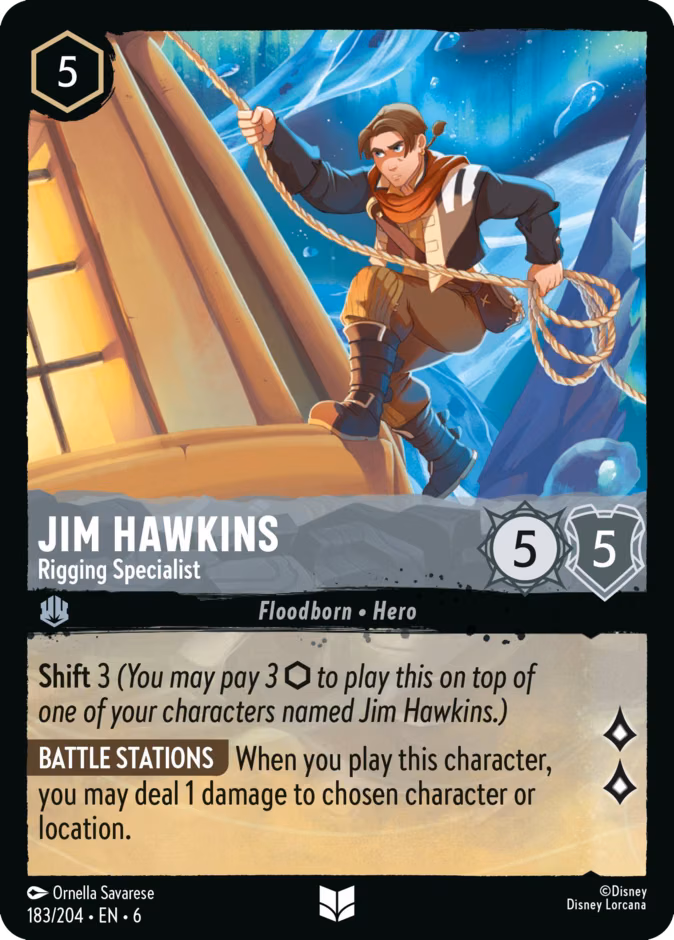Jim Hawkins - Rigging Specialist Lorcana card (183/204, Azurite Sea)