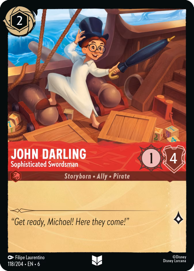 John Darling - Sophisticated Swordsman Lorcana card (118/204, Azurite Sea)