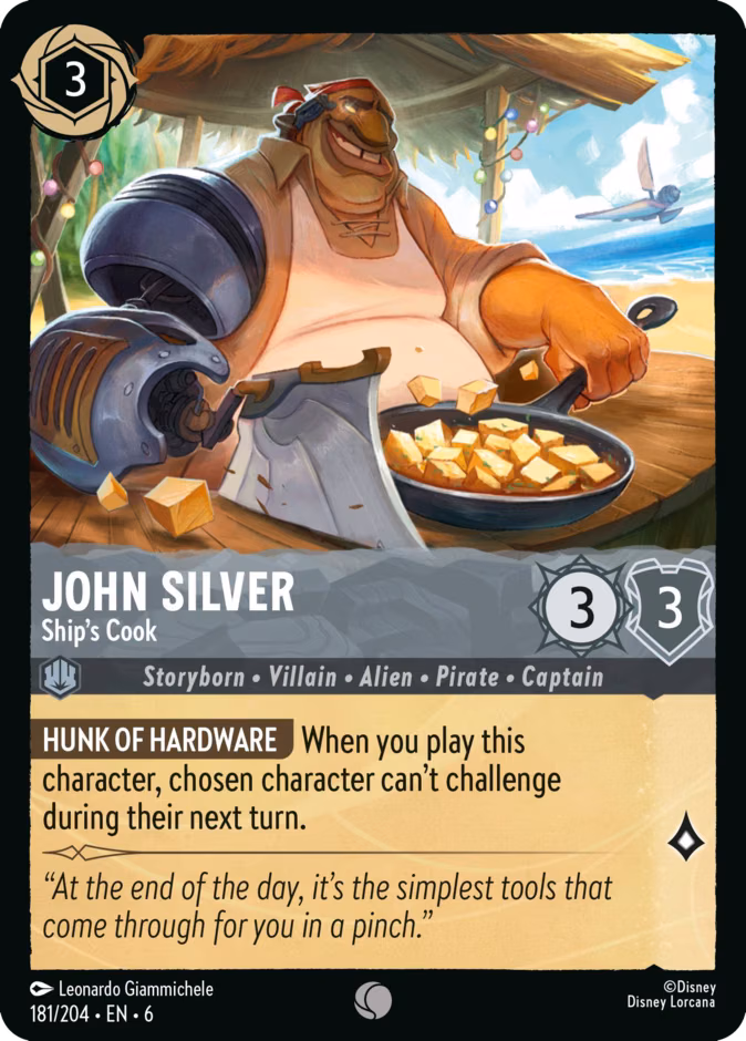 John Silver - Ship's Cook Lorcana card (181/204, Azurite Sea)
