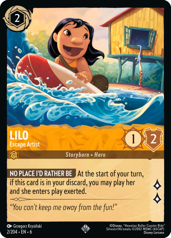 Lilo - Escape Artist Lorcana card (2/204, Azurite Sea)
