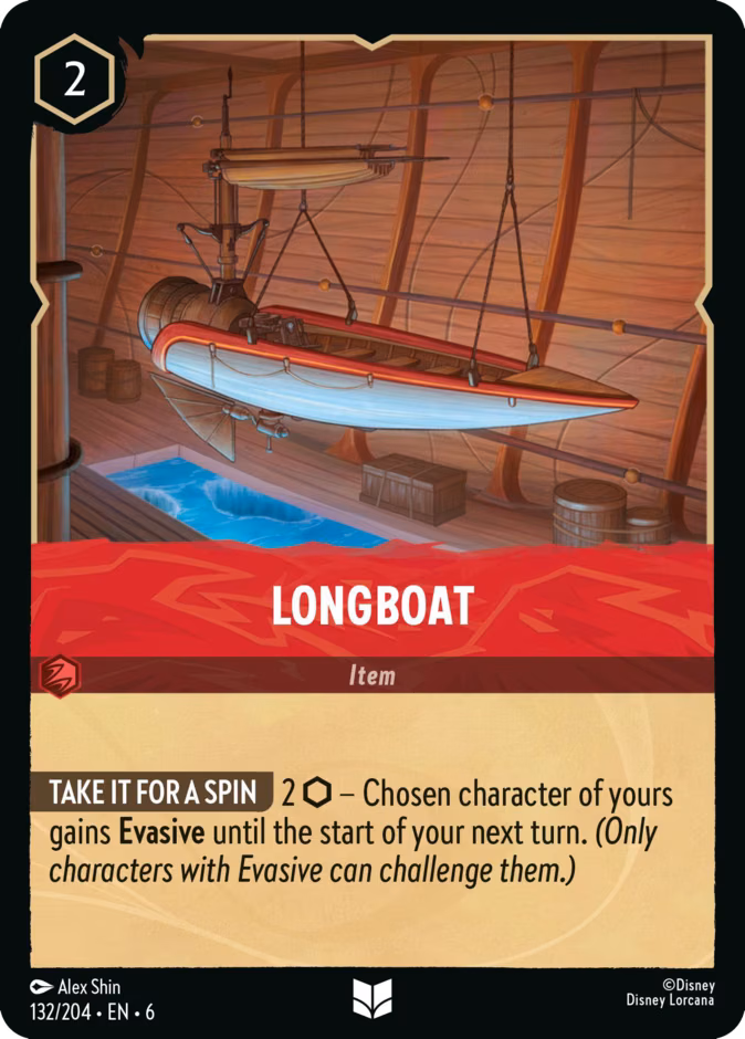 Longboat Lorcana card (132/204, Azurite Sea)