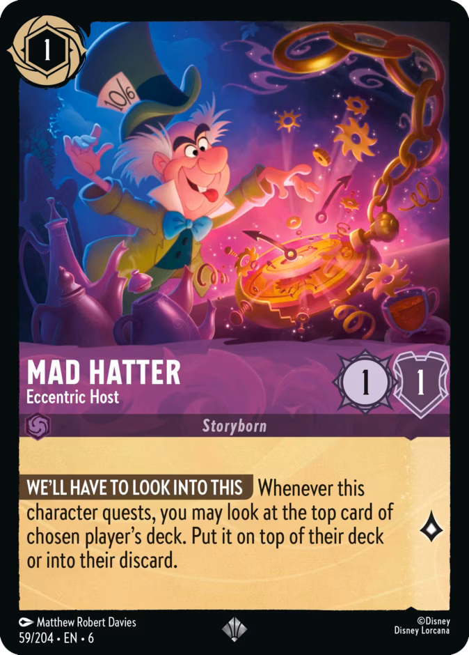 Mad Hatter - Eccentric Host Lorcana card (59/204, Azurite Sea)