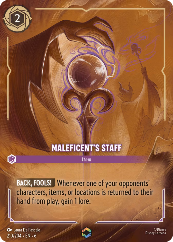 Maleficent's Staff Lorcana card (210/204, Azurite Sea)