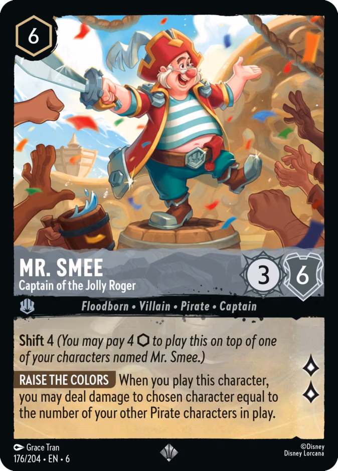 Mr. Smee - Captain of the Jolly Roger Lorcana card (176/204, Azurite Sea)