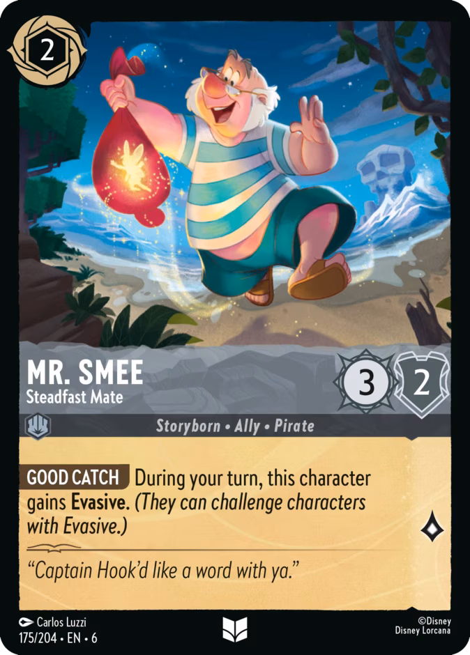 Mr. Smee - Steadfast Mate Lorcana card (175/204, Azurite Sea)