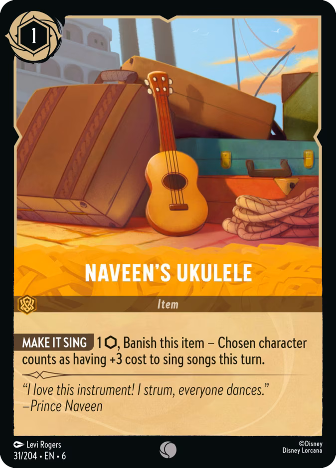 Naveen's Ukulele Lorcana card (31/204, Azurite Sea)