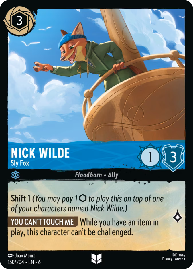 Nick Wilde - Sly Fox Lorcana card (150/204, Azurite Sea)