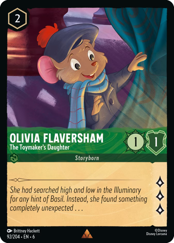 Olivia Flaversham - The Toymaker's Daughter Lorcana card (92/204, Azurite Sea)
