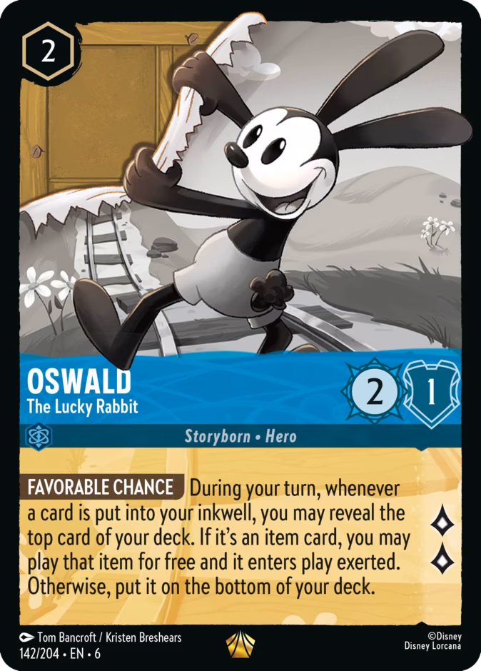 Oswald - The Lucky Rabbit Lorcana card (142/204, Azurite Sea)