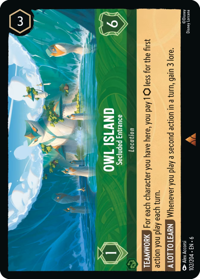 Owl Island - Secluded Entrance Lorcana card (102/204, Azurite Sea)