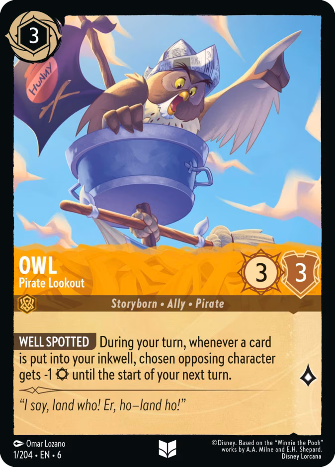 Owl - Pirate Lookout Lorcana card (1/204, Azurite Sea)