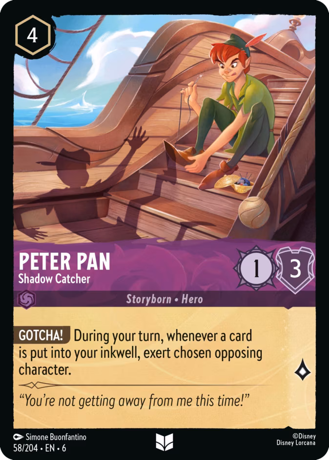 Peter Pan - Shadow Catcher Lorcana card (58/204, Azurite Sea)
