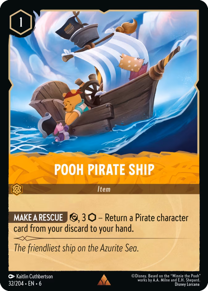Pooh Pirate Ship Lorcana card (32/204, Azurite Sea)