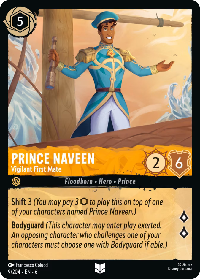 Prince Naveen - Vigilant First Mate Lorcana card (9/204, Azurite Sea)