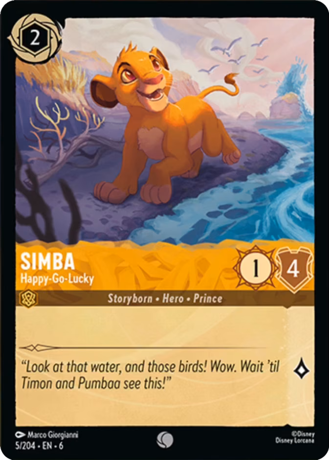 Simba - Happy-Go-Lucky Lorcana card (5/204, Azurite Sea)