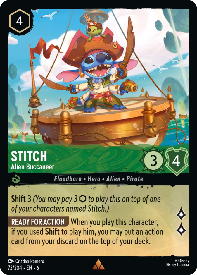 Stitch - Alien Buccaneer Lorcana card (72/204, Azurite Sea)