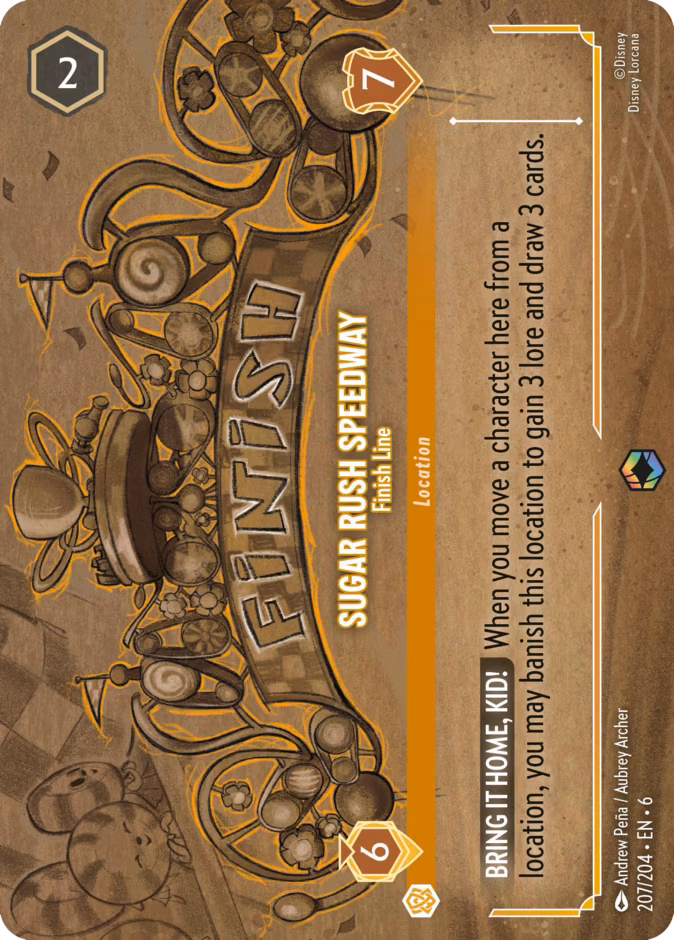 Sugar Rush Speedway - Finish Line Lorcana card (207/204, Azurite Sea)