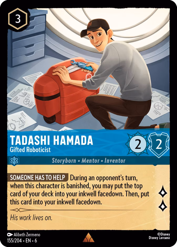 Tadashi Hamada - Gifted Roboticist Lorcana card (155/204, Azurite Sea)