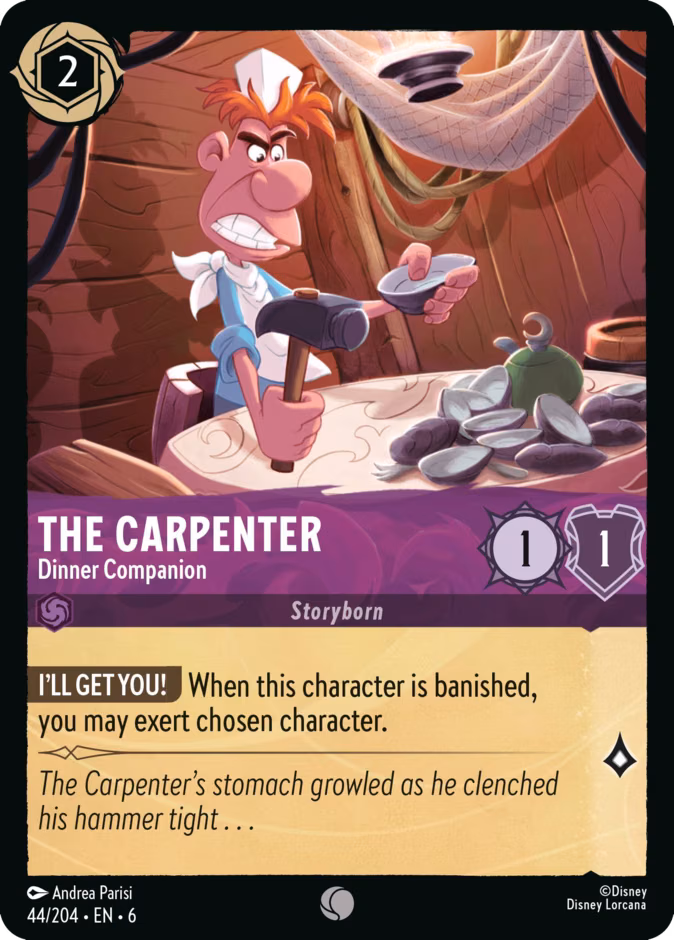 The Carpenter - Dinner Companion Lorcana card (44/204, Azurite Sea)