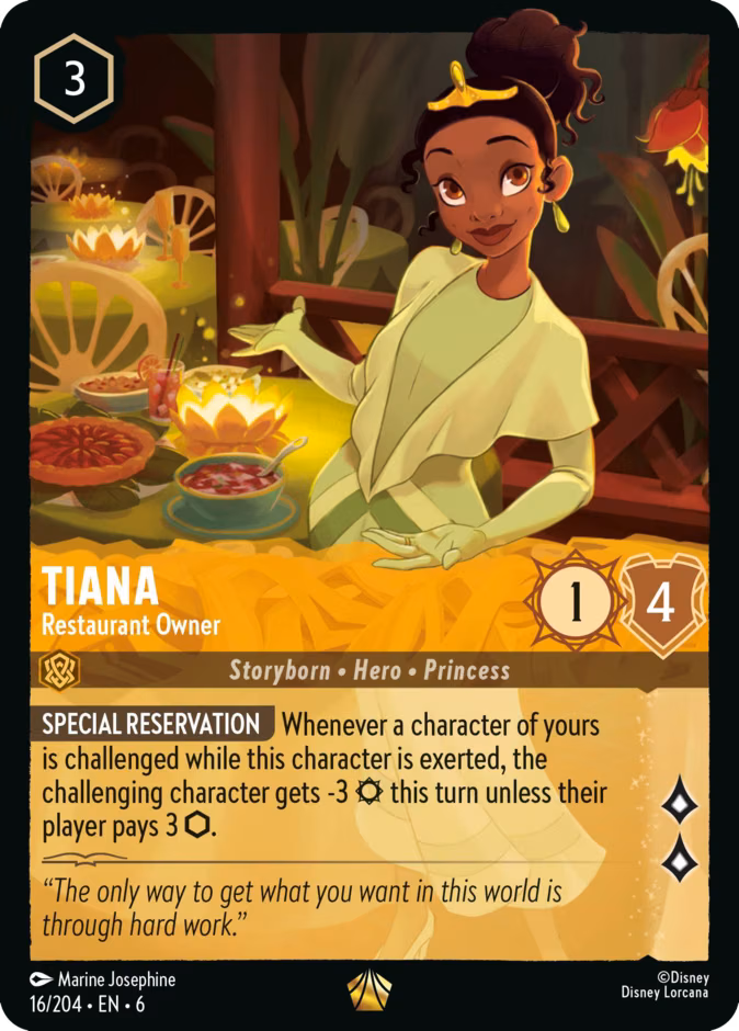 Tiana - Restaurant Owner Lorcana card (16/204, Azurite Sea)
