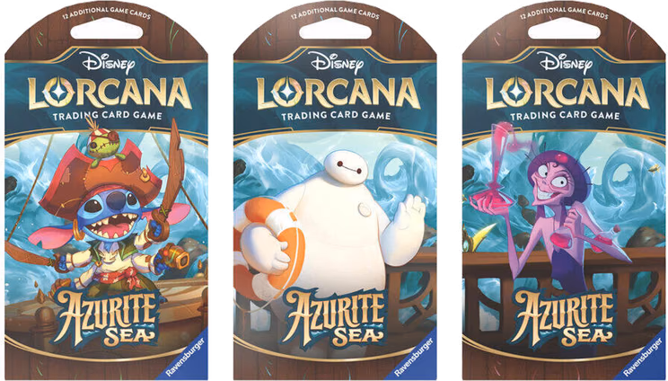Disney Lorcana Azurite Sea Sleeved Booster Pack Art Bundle [Set of 3]