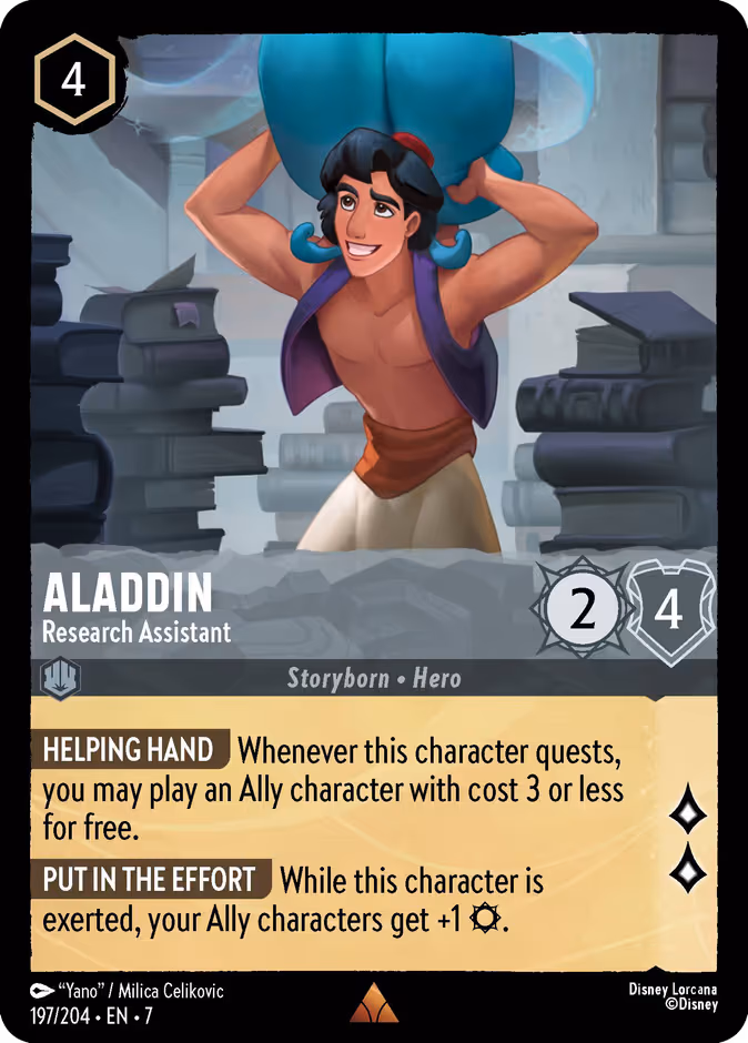 Aladdin - Research Assistant Lorcana card (197/204, Archazia's Island)