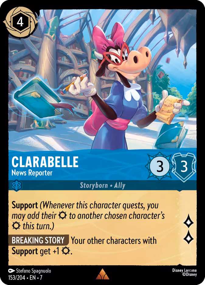 Clarabelle - News Reporter Lorcana card (153/204, Archazia's Island)