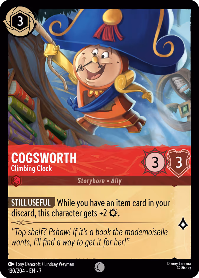 Cogsworth - Climbing Clock Lorcana card (130/204, Archazia's Island)