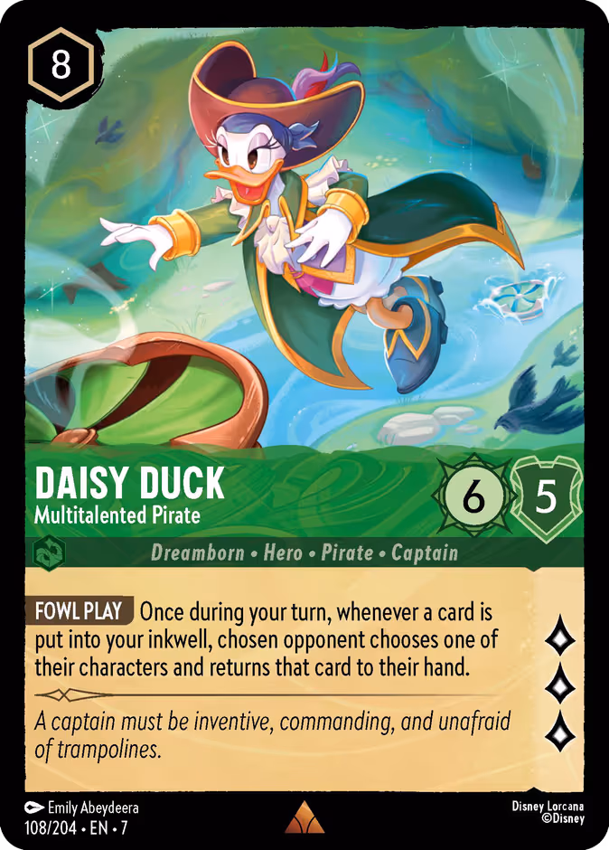 Daisy Duck - Multitalented Pirate Lorcana card (108/204, Archazia's Island)