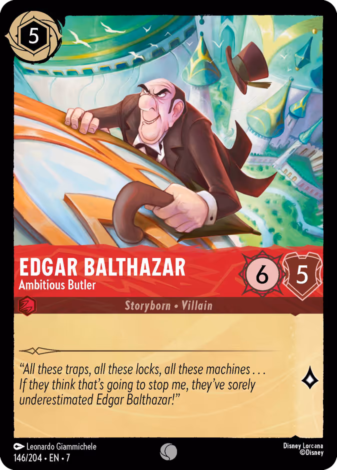 Edgar Balthazar - Ambitious Butler Lorcana card (146/204, Archazia's Island)