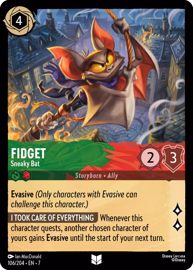 Fidget - Sneaky Bat Lorcana card (106/204, Archazia's Island)